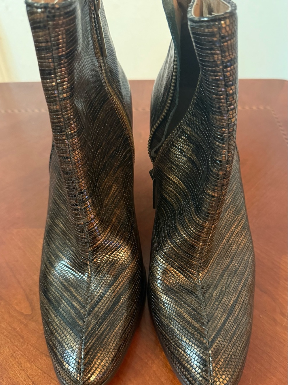 Donald J. Pliner Metallic Black Textured Ankle Booties